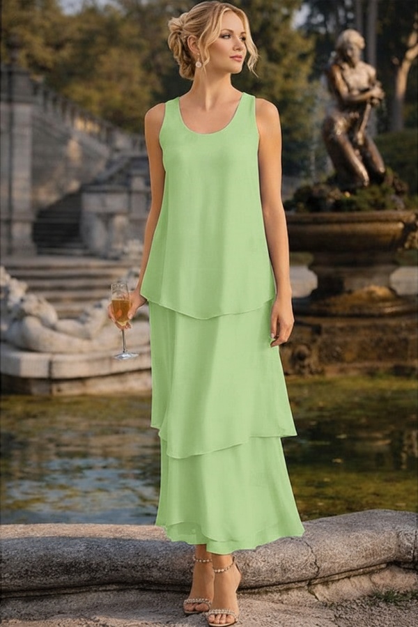Himmel Blau Hochzeitspartykleider Lang Chiffon Festliche Kleider Brautmutter