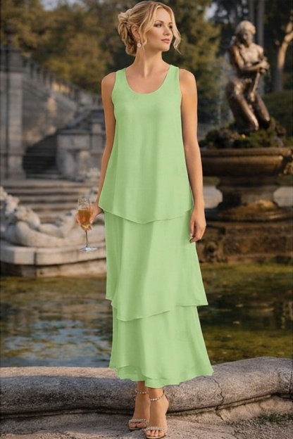 Himmel Blau Hochzeitspartykleider Lang Chiffon Festliche Kleider Brautmutter