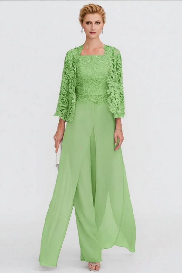 Elegante Brautmutterkleider Lang Günstig | 2 Teilig Brautmutterkleid mit Bolero