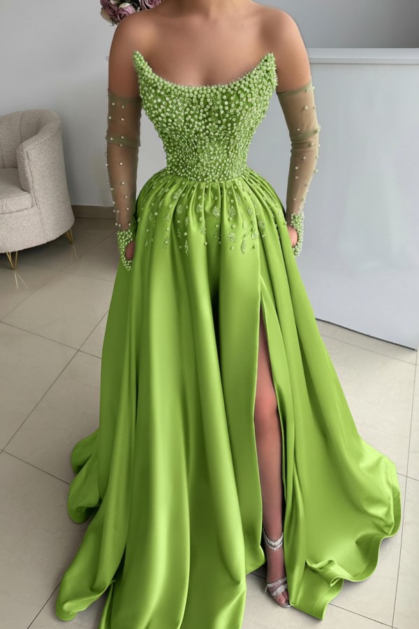 Seladongrün Abendkleider Lang Glitzer Ballkleider Abiballkleider Günstig