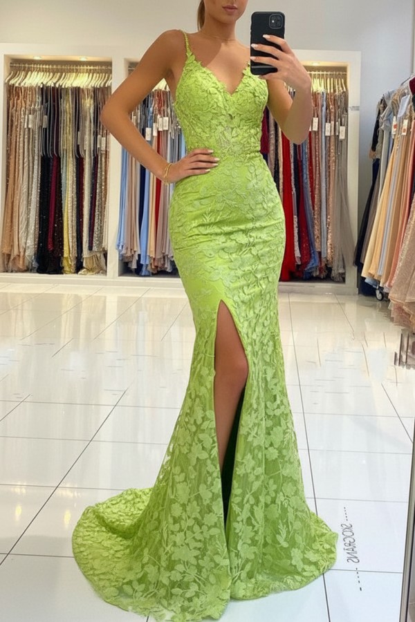 Elegante Abendkleider Blau | Spitze Abiballkleider Meerjungfrau