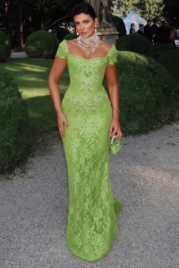 Designer Abendkleider Lang Spitze Ballkleider mit Glitzer