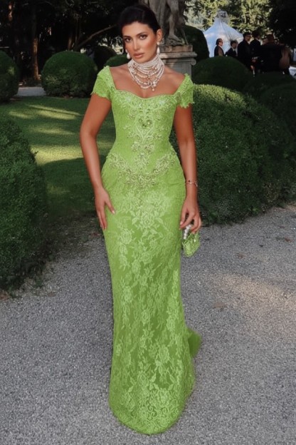 Designer Abendkleider Lang Spitze Ballkleider mit Glitzer