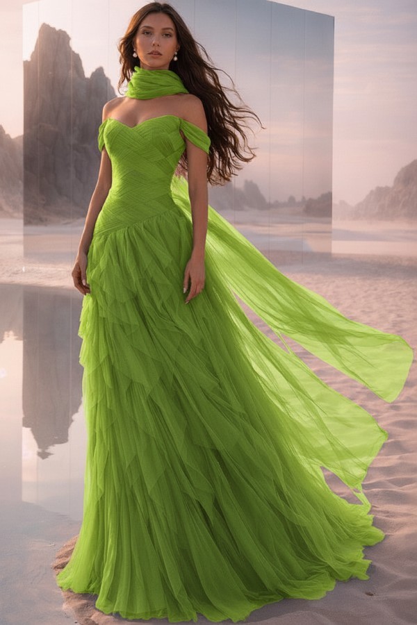  Tintenblau Abendkleider Lang Tüll Ballkleider Abiballkleider Online