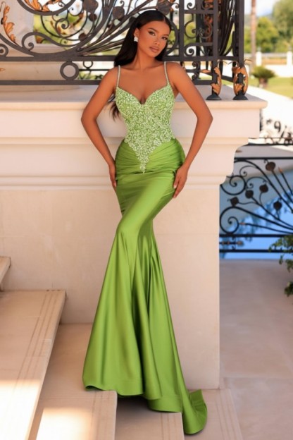 Wunderschöne Abendkleider Grün | Abiballkleider Lang mit Glitzer