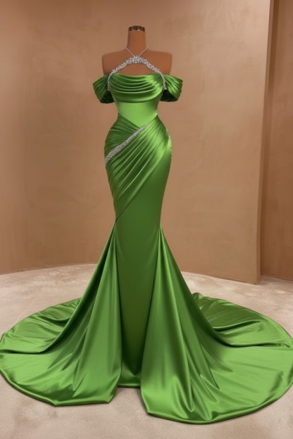 Silber Abendkleider Lang Meerjungfrau Stil Abiballkleider Ballkleid Mit Glitzer