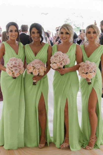 Elegante Brautjungfernkleider Lang Chiffon | Kleider für Brautjungfern