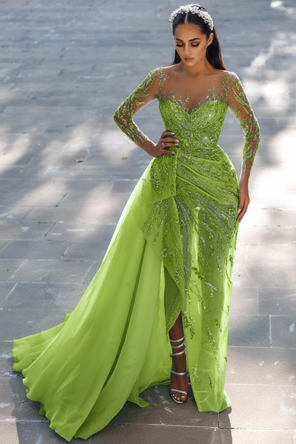 Blaues Abendkleid Lang Glitzer | Abiballkleider Spitze Mit Ärmel