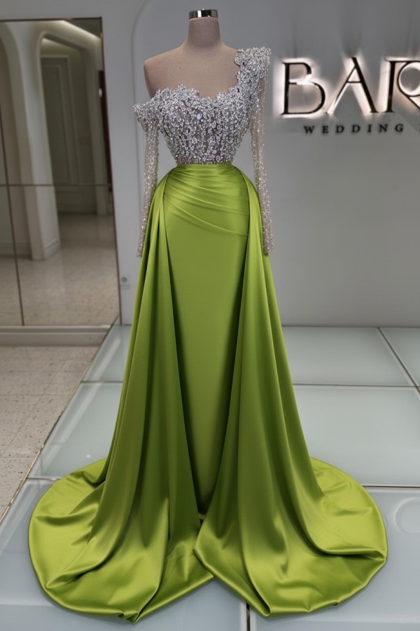 Luxus Ballkleider Lang Glitzer Abendkleider Abiballkleider mit armel | Babyonlinedress.de