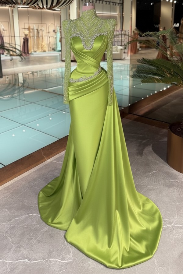 Schöne Abendkleider Lang Glitzer Lila Ballkleider mit Ärmel