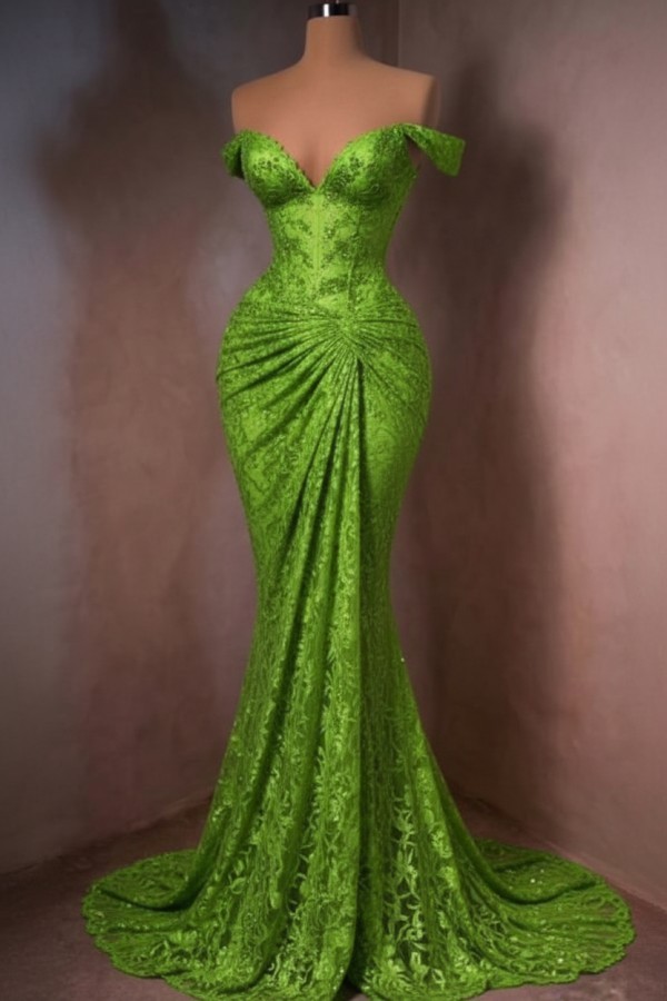 Sexy Abendkleid Lang Rot Spitze Ballkleider Meerjungfrau