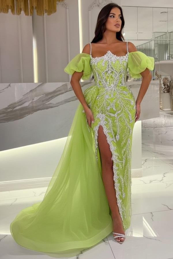 Himmel Blaue Abendkleider Lang Glitzer | Abiballkleider mit Spitze | Babyonlinedress.de