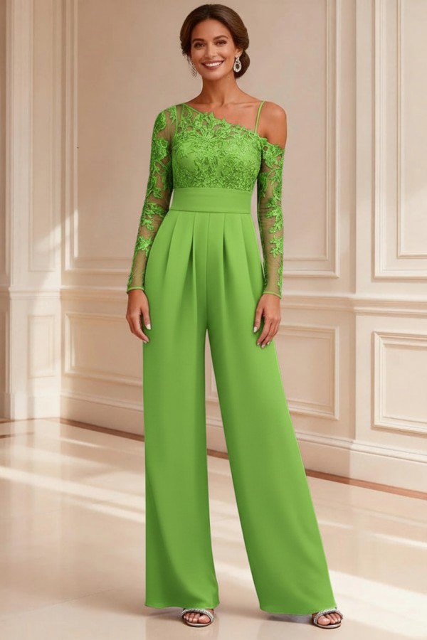 Festliche Mutter Hosenanzüge Spitze Hochzeitspartykleider Brautmutter