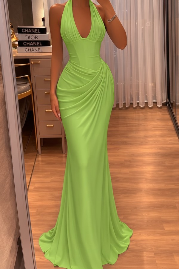 Schlichtes Abendkleid Lang Himmel Blau Chiffon Ballkleid Abendmoden