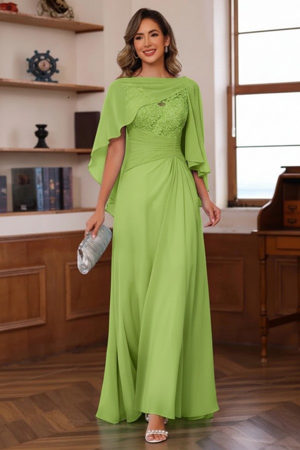 Designer Chiffon Brautmutterkleider Lang Blau Festliche Kleider Hochzeitsparty