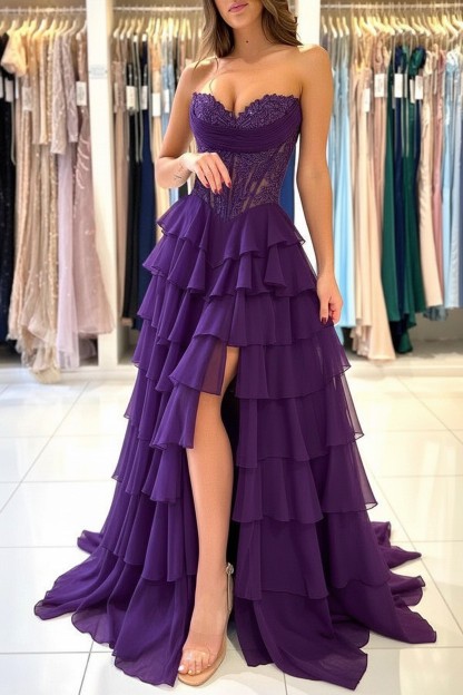 Elegante Abendkleider Lang Blau Ballkleider Mit Spitze