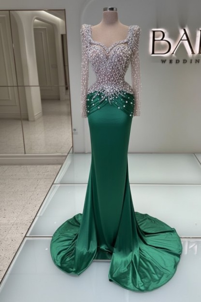 Schwarzes Abednkleid Lang Glitzer Abiballkleider Ballkleider mit Ärmel