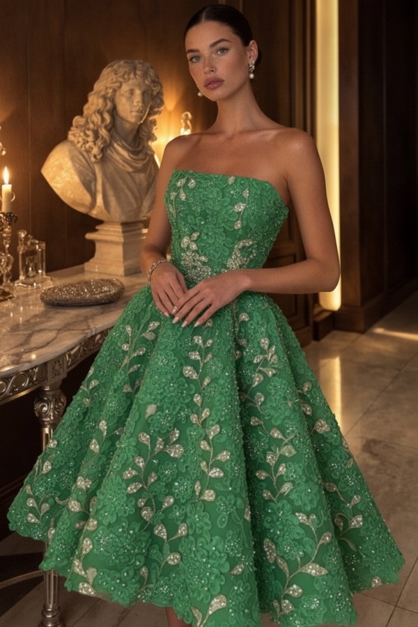 Gelb Abendkleid Kurz Spitze Ballkleid Cocktailkleider Glitzer