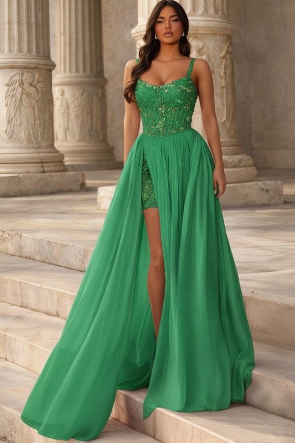 Rosa Abendkleider Lang Chiffon Ballkleider mit Glitzer