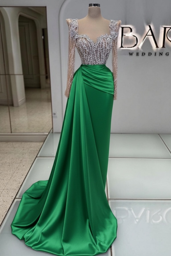 Extravagante Abendkleider Lang Purpur | Abiballkleider mit Glitzer Ärmel