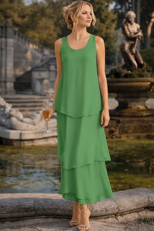Himmel Blau Hochzeitspartykleider Lang Chiffon Festliche Kleider Brautmutter