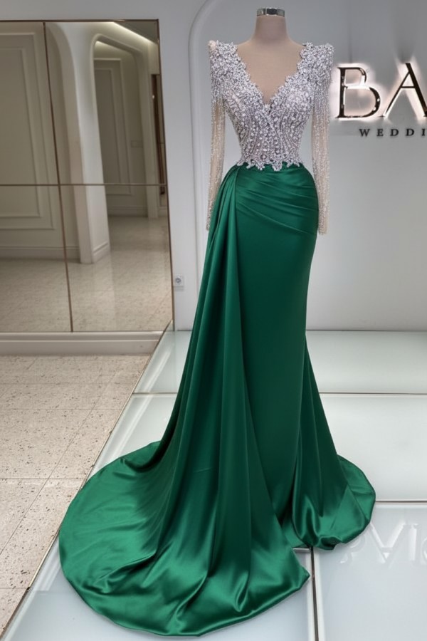 Schwarze Abendkleider Lang Glitzer | Abiballkleider V Ausschnitt