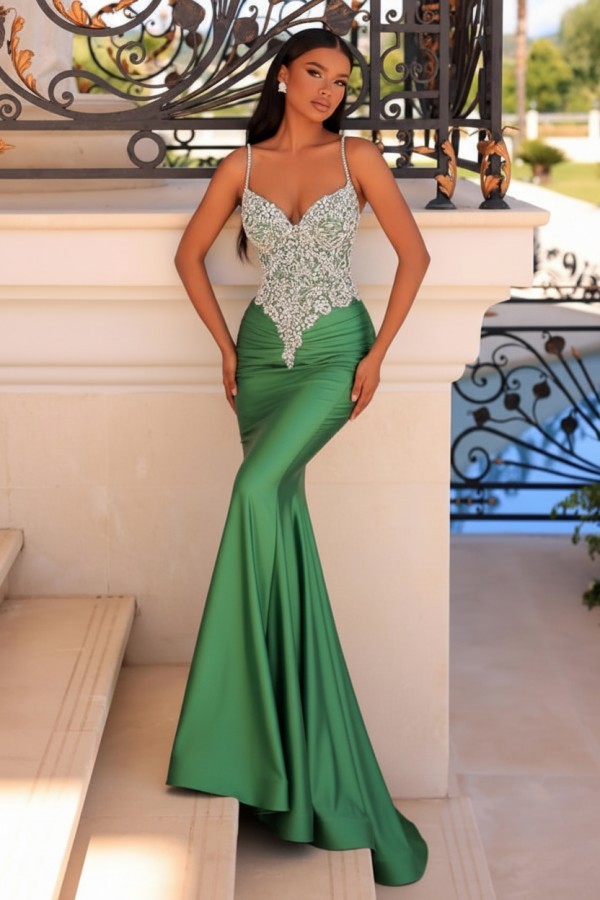 Wunderschöne Abendkleider Grün | Abiballkleider Lang mit Glitzer