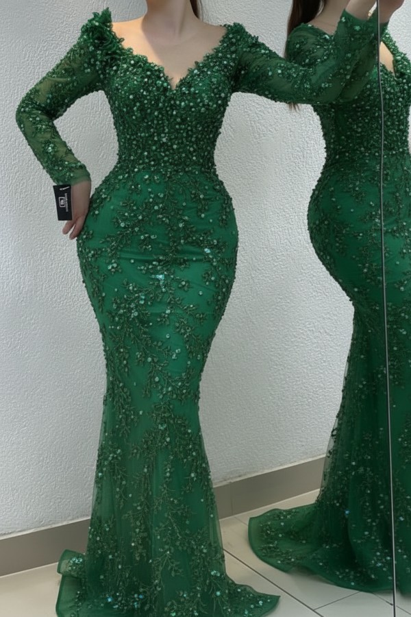 Schöne Abendkleider Lang Gold | Spitze Abiballkleider mit Glitzer