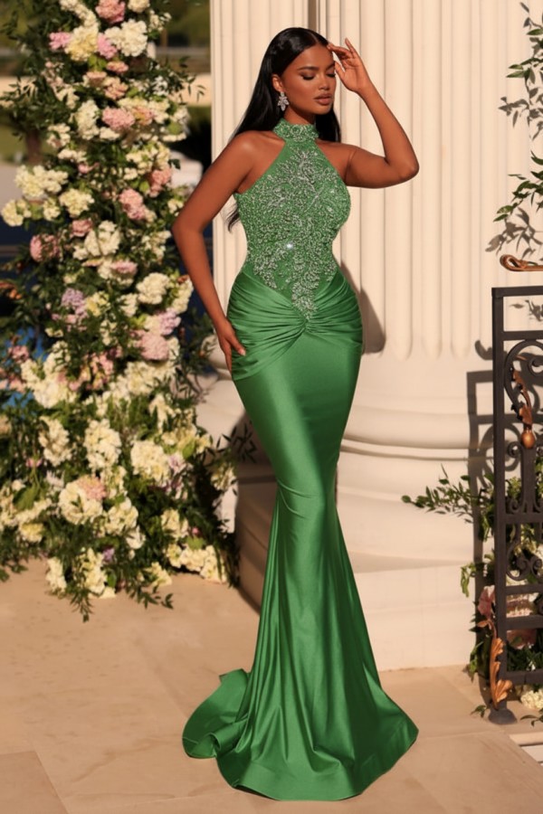 Wunderschöne Abendkleider Lang Glitzer | Grüne Abiballkleider Günstig