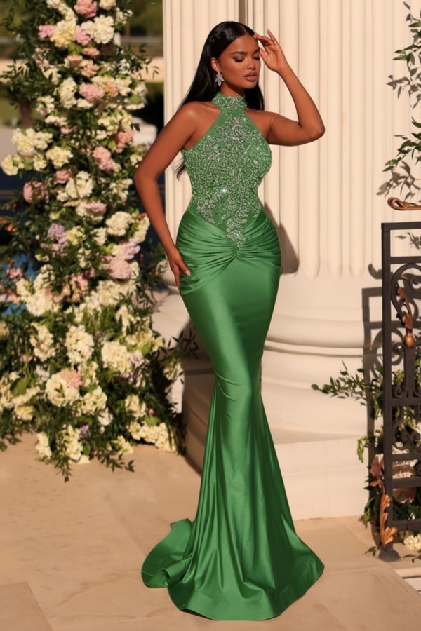 Wunderschöne Abendkleider Lang Glitzer | Grüne Abiballkleider Günstig