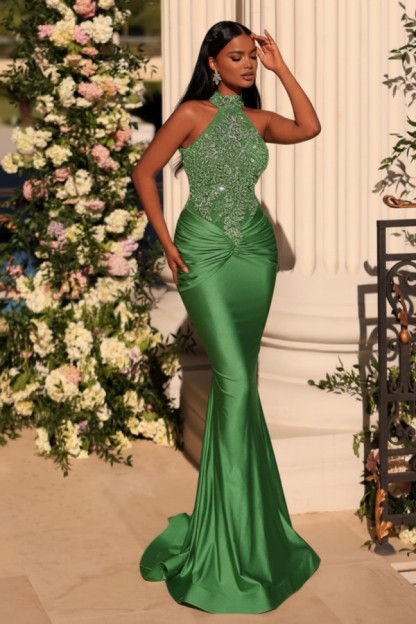 Wunderschöne Abendkleider Lang Glitzer | Grüne Abiballkleider Günstig