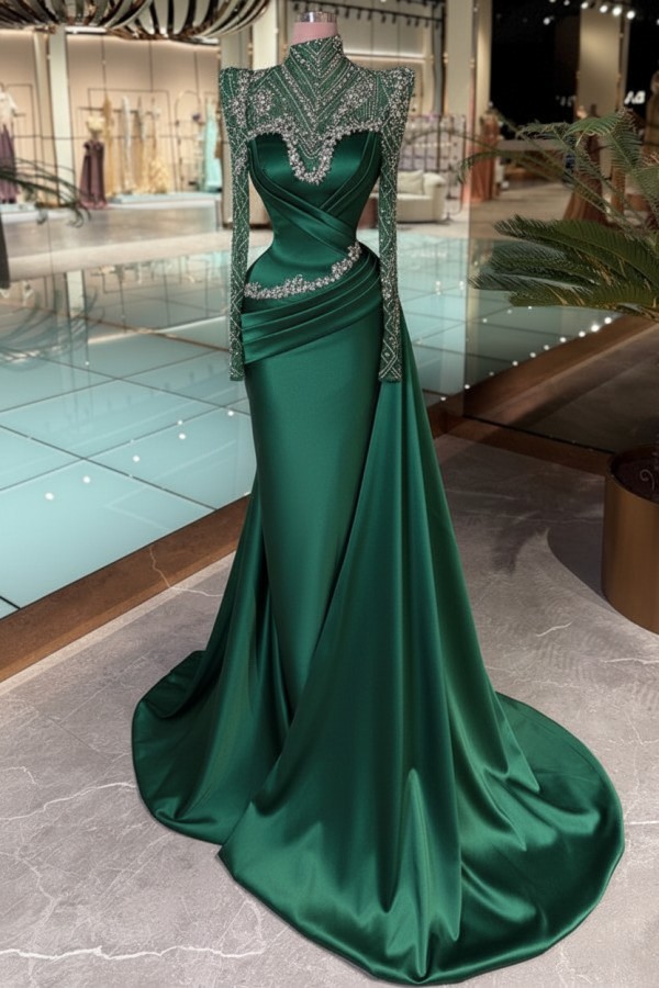 Schöne Abendkleider Lang Glitzer Lila Ballkleider mit Ärmel