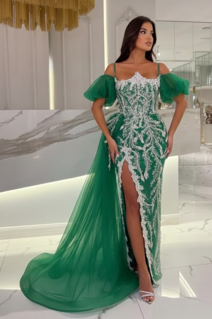 Himmel Blaue Abendkleider Lang Glitzer | Abiballkleider mit Spitze