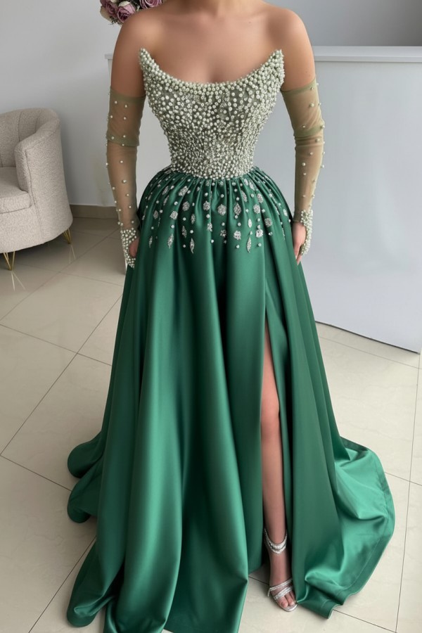 Seladongrün Abendkleider Lang Glitzer Ballkleider Abiballkleider Günstig