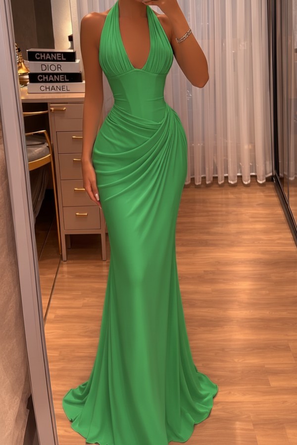 Schlichtes Abendkleid Lang Himmel Blau Chiffon Ballkleid Abendmoden
