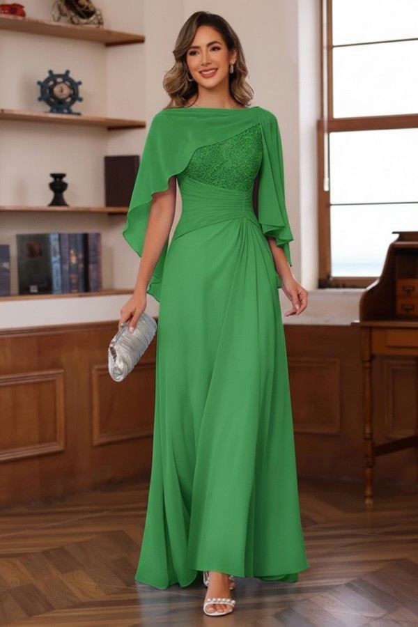 Designer Chiffon Brautmutterkleider Lang Blau Festliche Kleider Hochzeitsparty