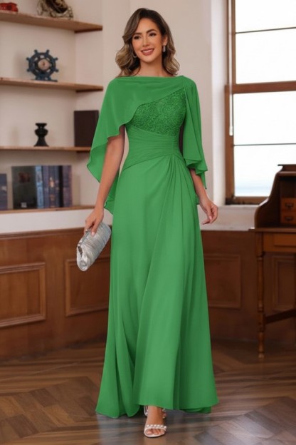 Designer Chiffon Brautmutterkleider Lang Blau Festliche Kleider Hochzeitsparty