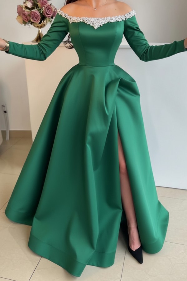 Elegante Abendkleider Lang Schwarz | Abiballkleider mit Ärmel