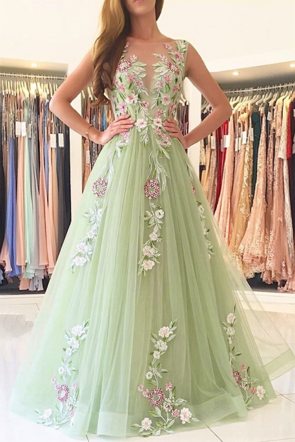 Serie Abendkleider Lang Grün Blumen Ballkleider Glitzer 8 Stil
