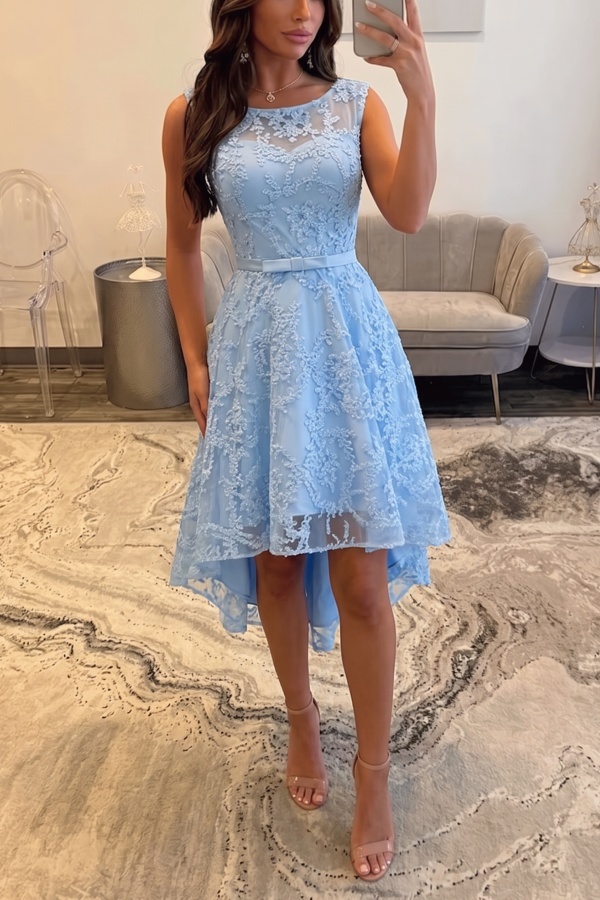 Wunderschöne Cocktailkleider Blau | Hi-lo Abiballkleider Kurz
