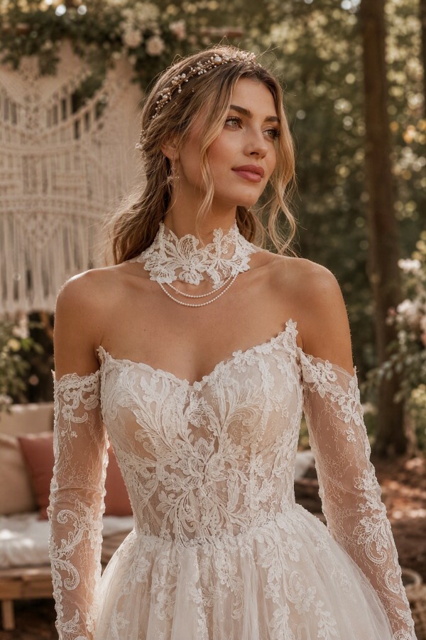 Wunderschöne Hochzeitskleider A Linie Spitze Brautkleider Günstig