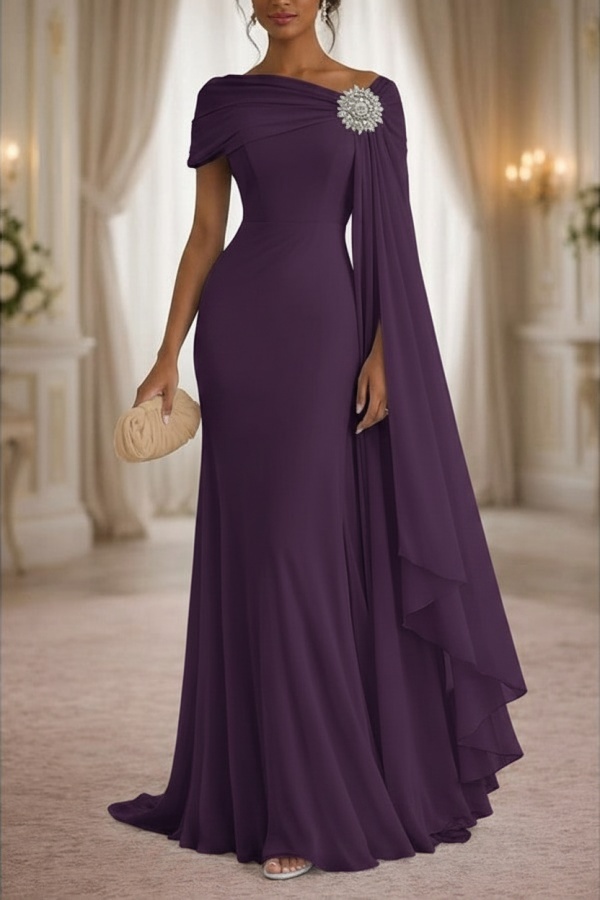 Champagner Brautmutterkleider Lang Chiffon Festliche Kleider Damen