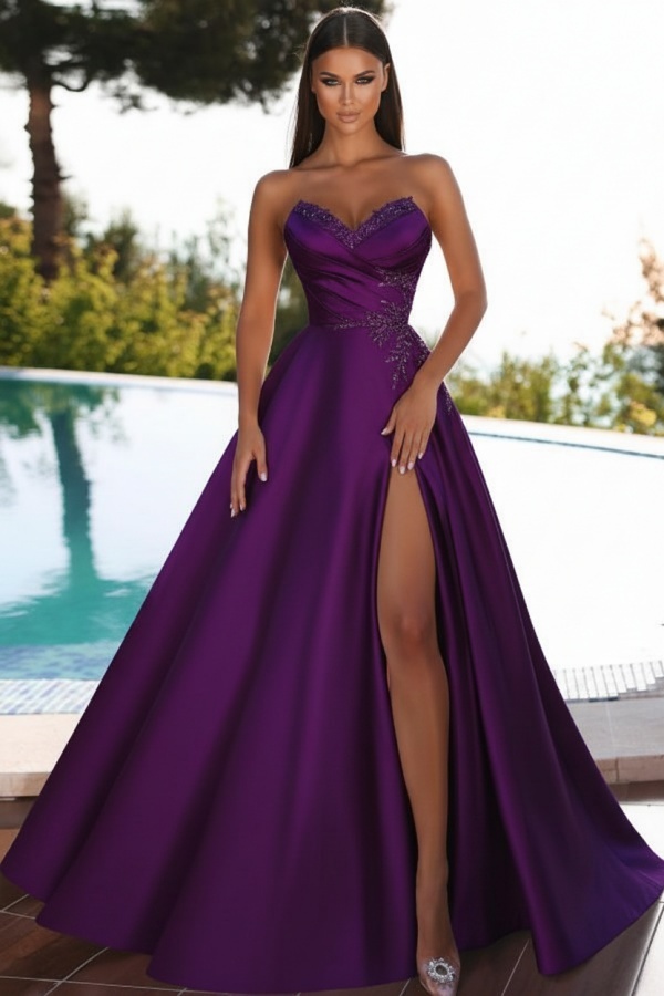 Abendkleider Lang Rosa | Schlichtes Abiballkleid