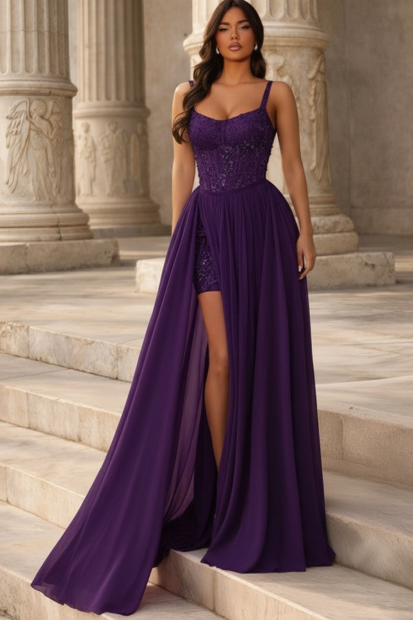 Rosa Abendkleider Lang Chiffon Ballkleider mit Glitzer