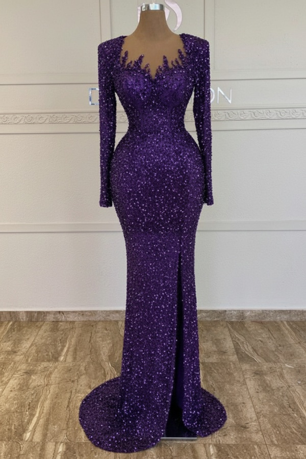 Grünes Ballkleid Lang Glitzer Abendkleid Mit Ärmel