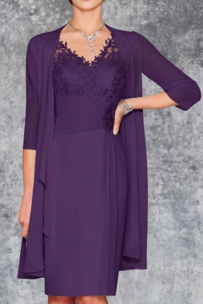 Mint Brautmutterkleid Kurz Chiffon | Kurze Brautmutterkleider mit Jacke