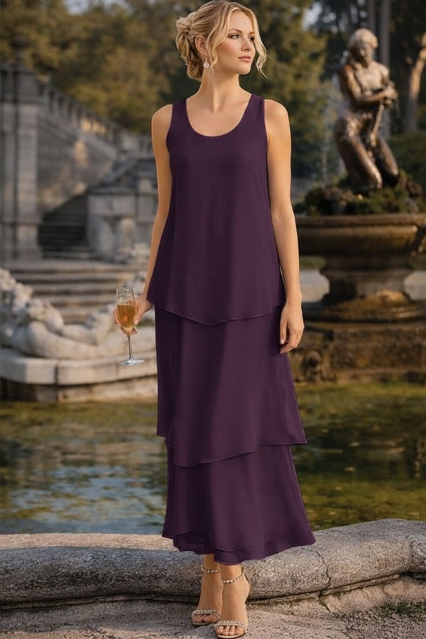 Himmel Blau Hochzeitspartykleider Lang Chiffon Festliche Kleider Brautmutter
