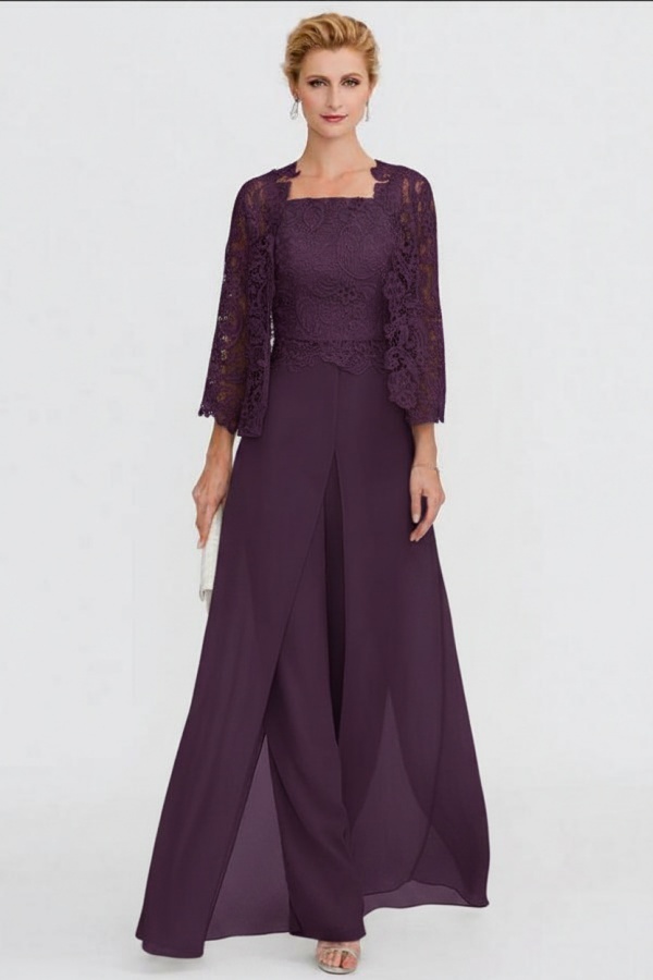 Elegante Brautmutterkleider Lang Günstig | 2 Teilig Brautmutterkleid mit Bolero