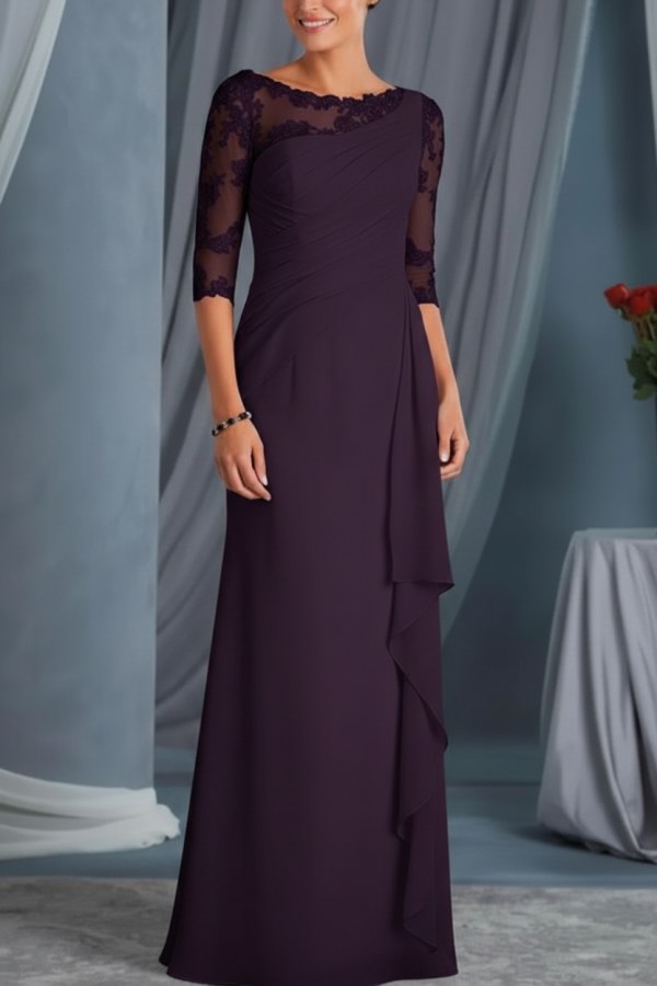 Schwarze Brautmutterkleider Mit Ärmel | Kleider für Brautmutter Günstig