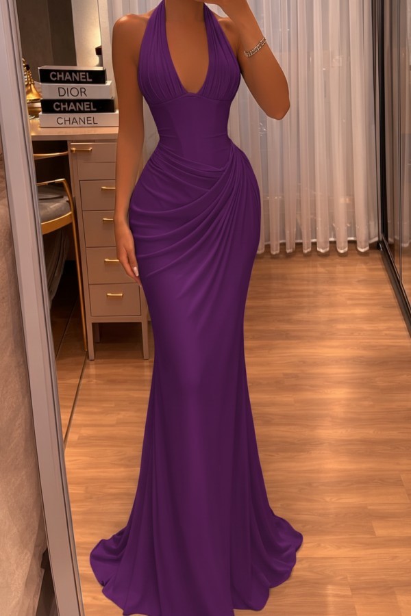Schlichtes Abendkleid Lang Himmel Blau Chiffon Ballkleid Abendmoden
